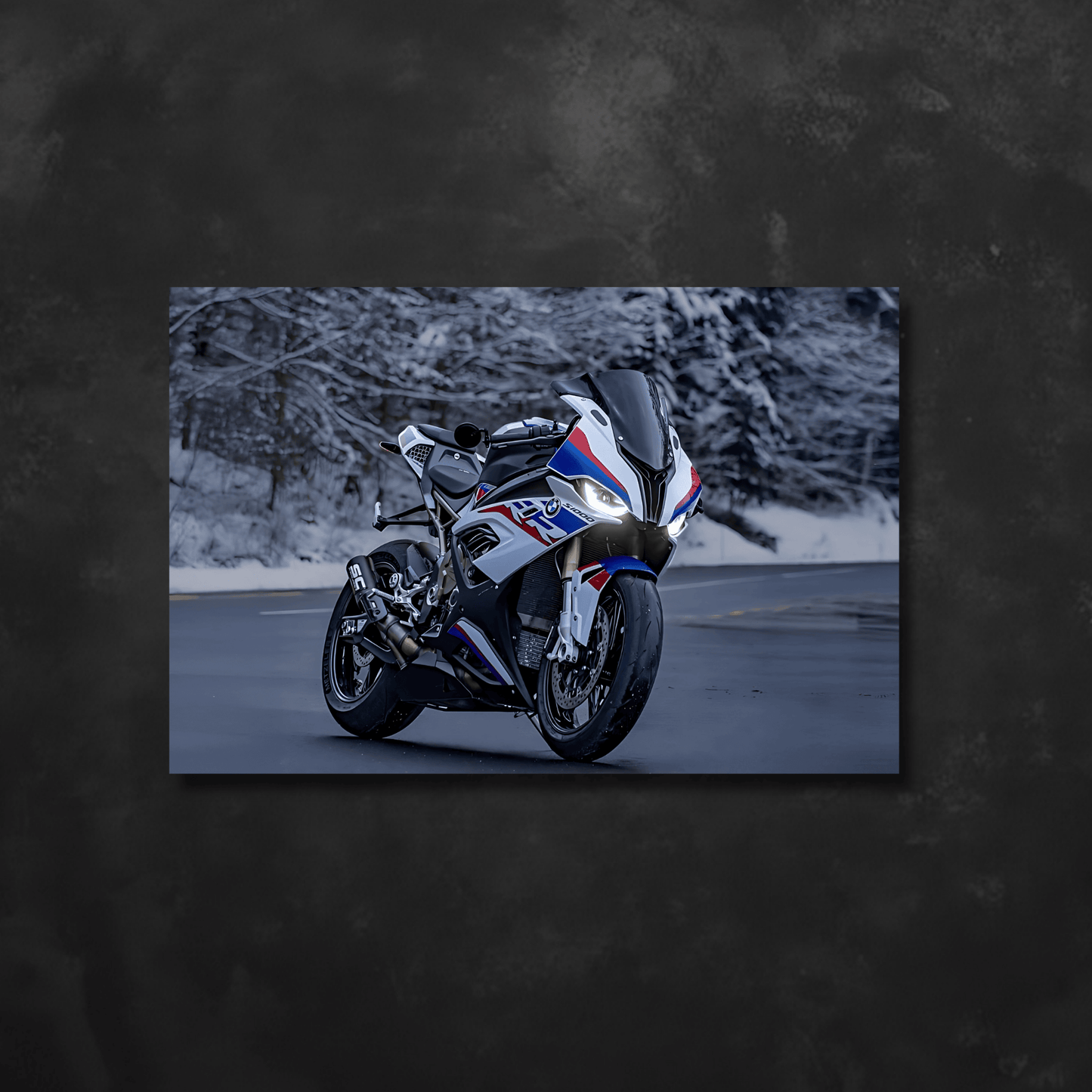 BMW S1000RR White NEON Poster